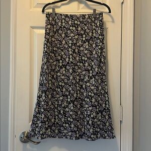 Lush Black and Purple Floral Midi Skirt